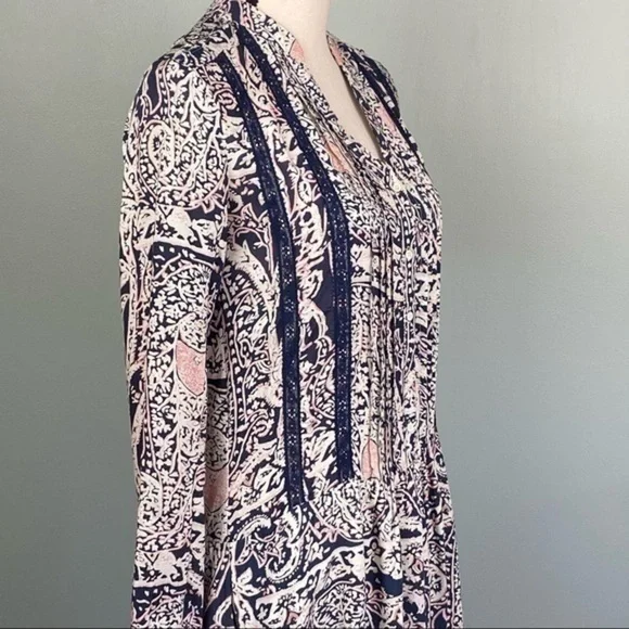 ANTHROPOLOGIE/TINY cream, blue with mauve “Caviana” shirt dress in size XXS. EUC - Picture 7 of 11